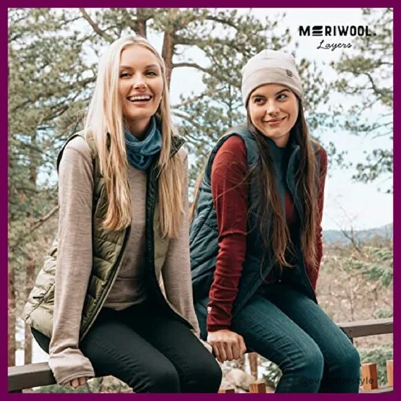Merino Wool Thermal Base Layer Long Sleeve Crewneck Top Fitted Minimal